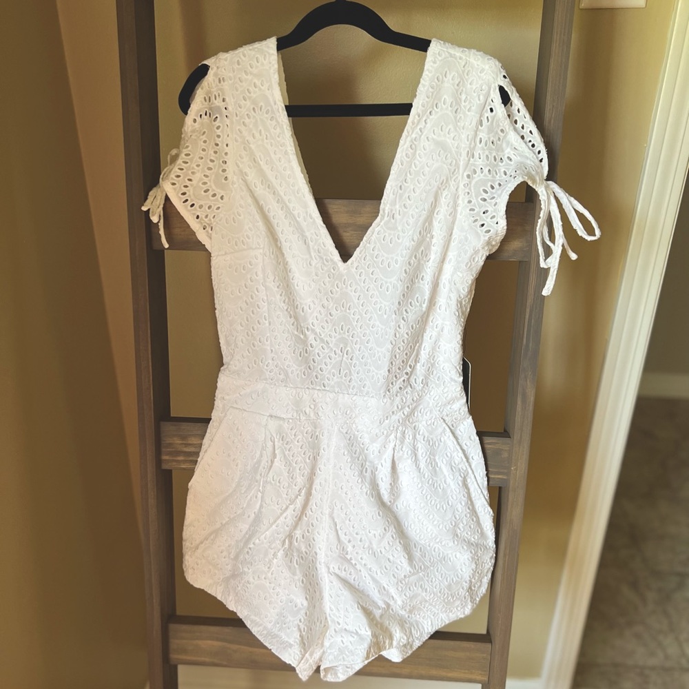 Express Eyelet white romper